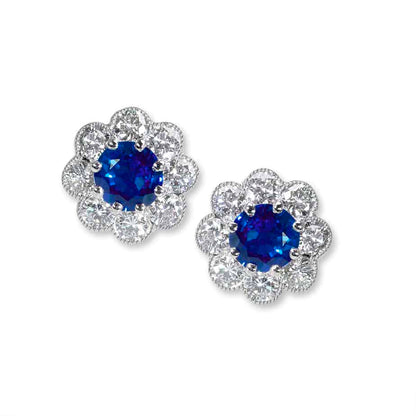Classic sapphire and diamond cluster earrings