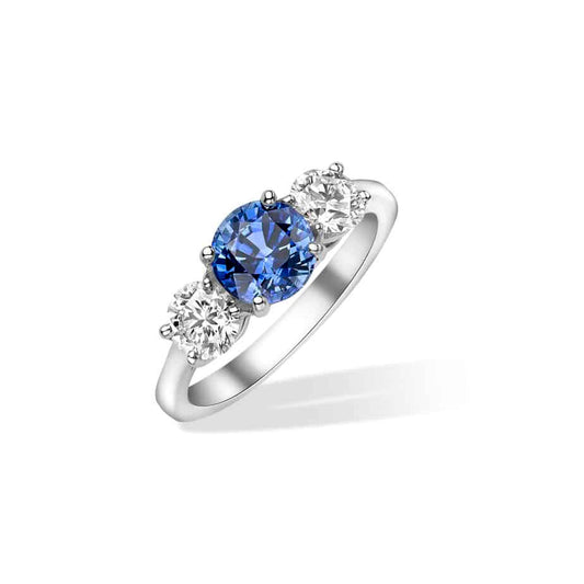 Sapphire and Diamond 3 Stone Ring