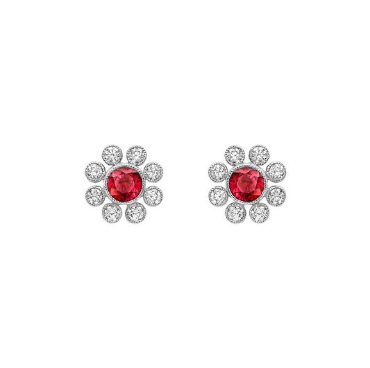 Rubover set ruby and diamond earrings