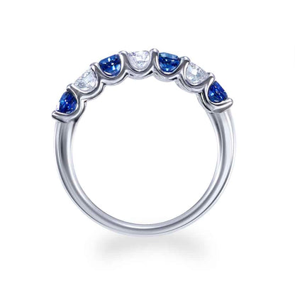Sapphire and diamond claw set half eternity ring