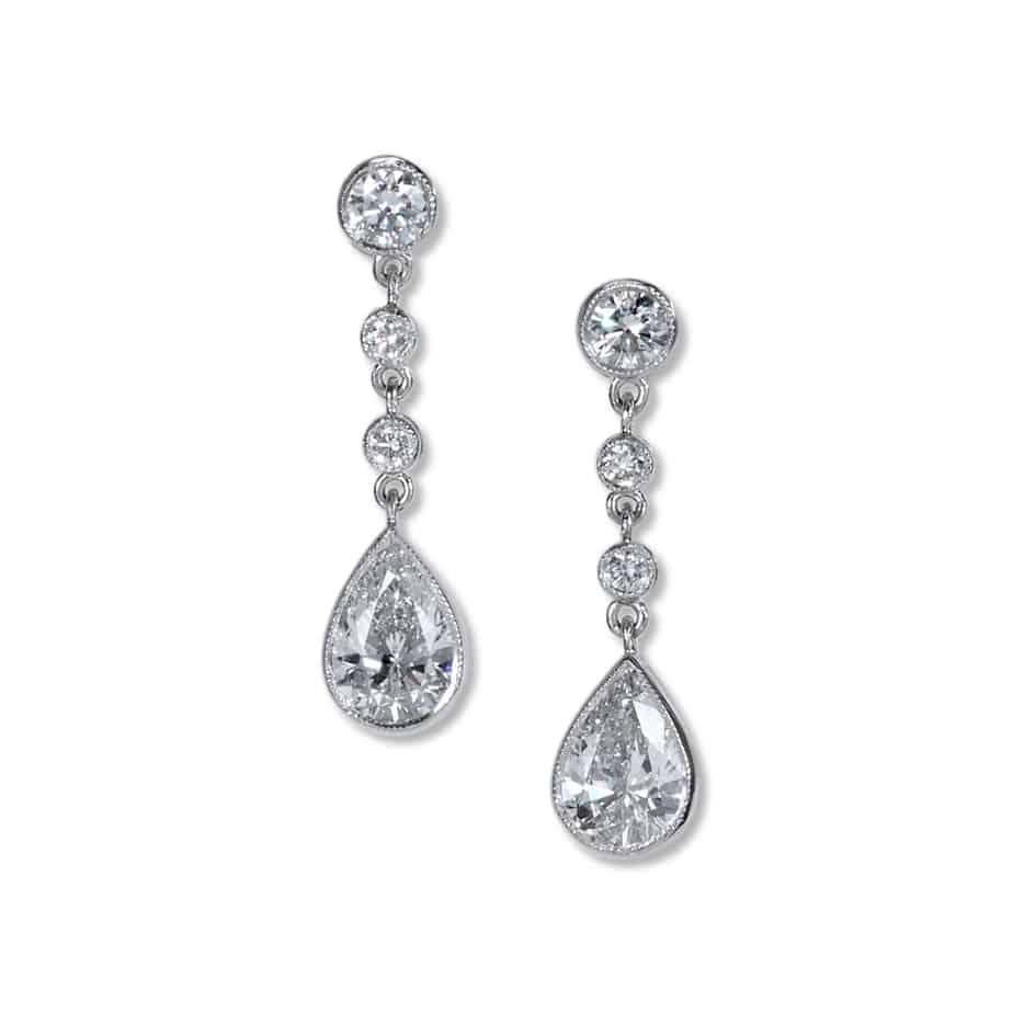 Drop shape diamond earrings