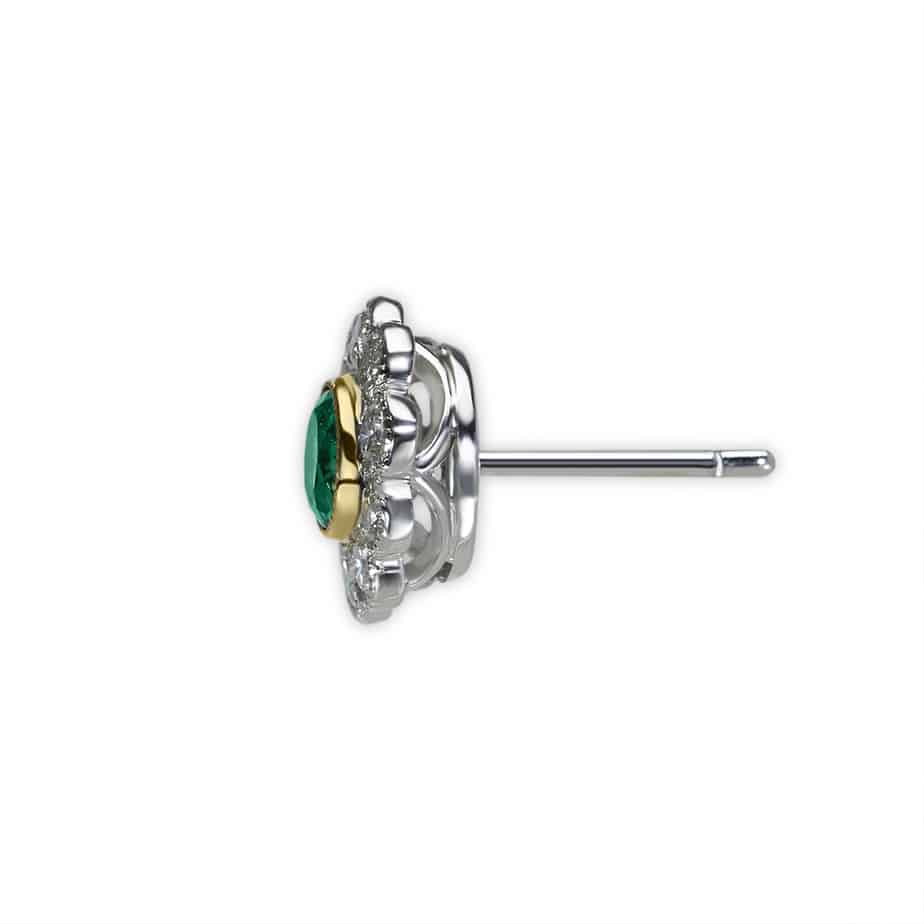 Emerald and diamond classic cluster earrings