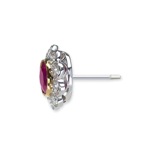 Large ruby and diamond cluster earrings