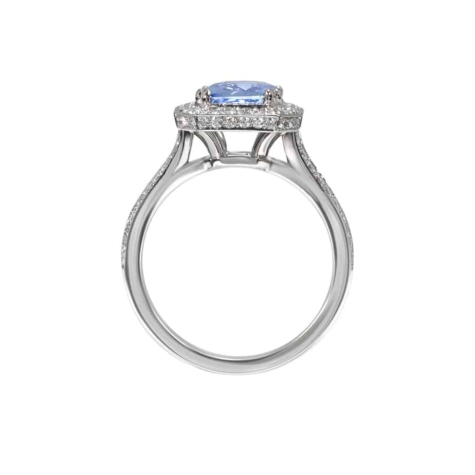Radiant sapphire & diamond cluster rinf