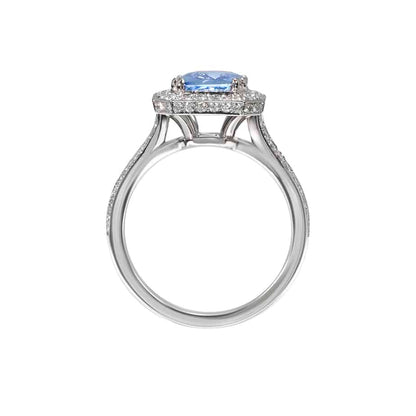 Radiant sapphire & diamond cluster rinf