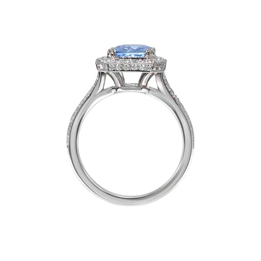 Radiant sapphire & diamond cluster rinf