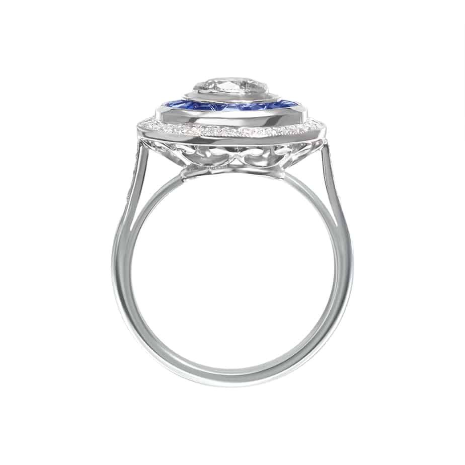Sapphire & diamond target ring
