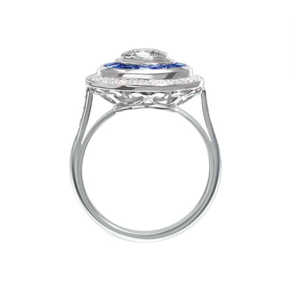 Sapphire & diamond target ring