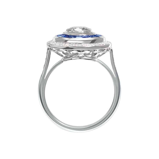 Sapphire & diamond target ring