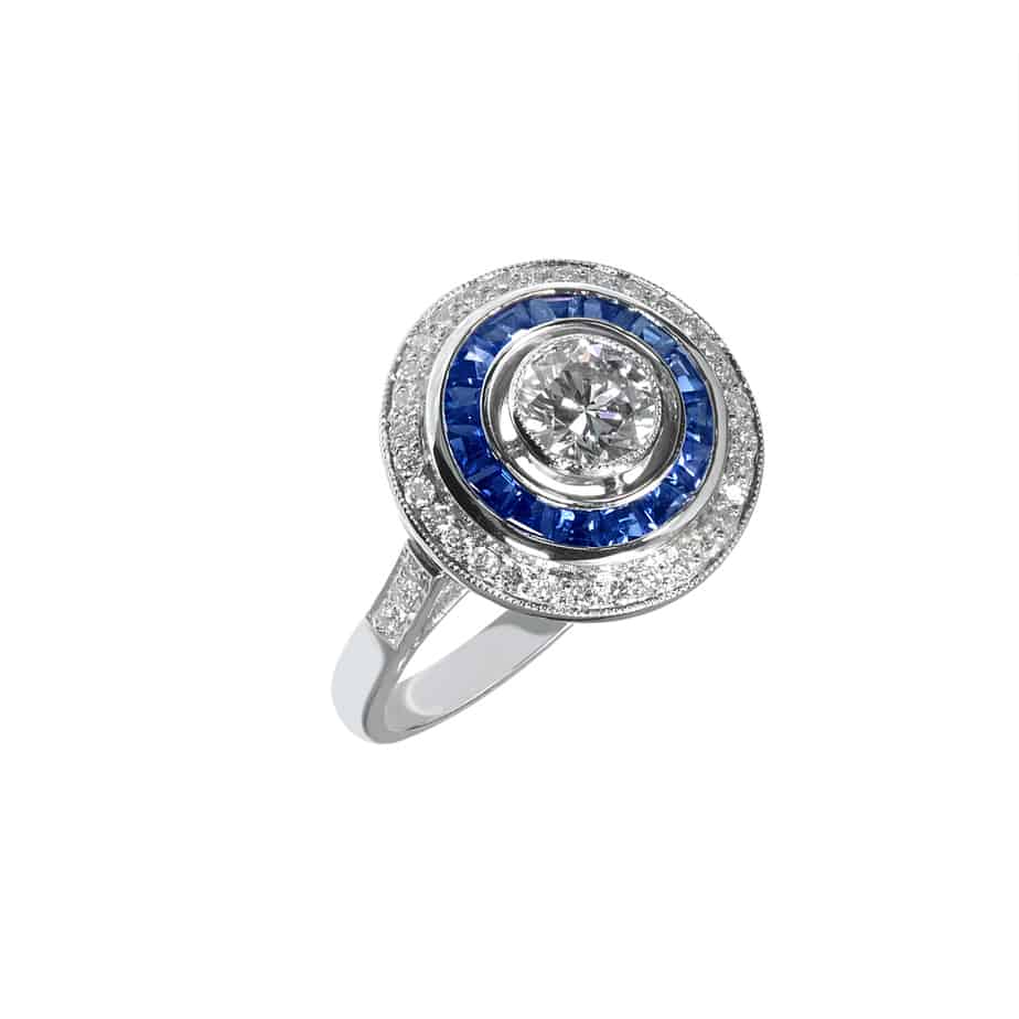 Sapphire & diamond target ring