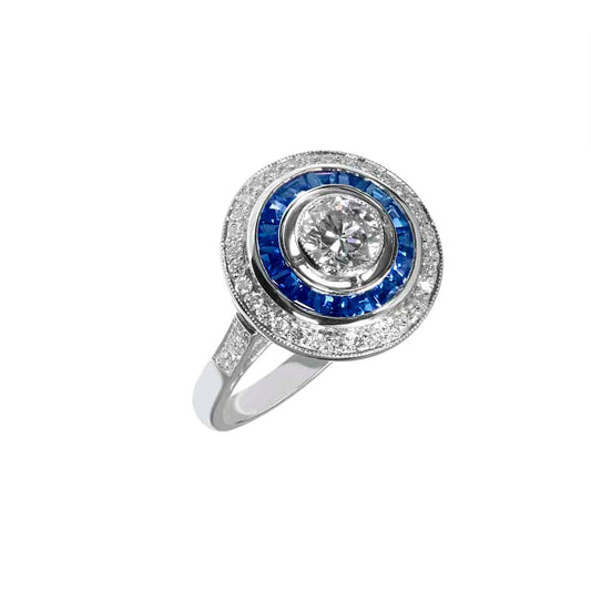 Sapphire & diamond target ring