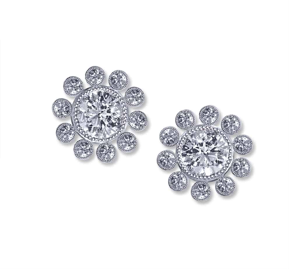 Diamond large RO earrings
