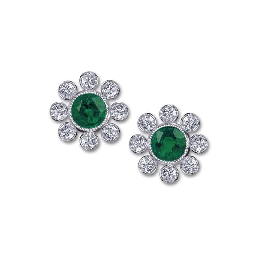Tsavorite and diamond medium RO earrings