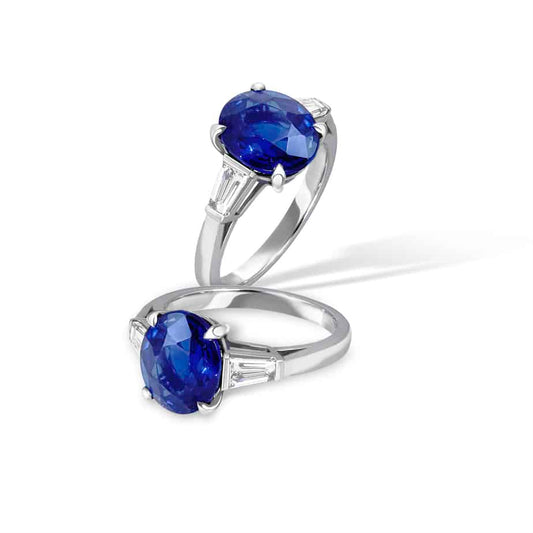 Oval & tapered baguette 3 stone ring