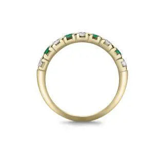 Emerald & diamond castle half eternity ring