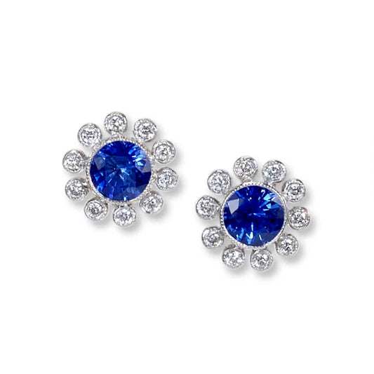 Large RO sapphire and diamond earrings