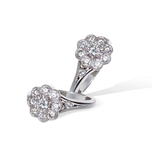 Classic round brilliant diamond cluster ring