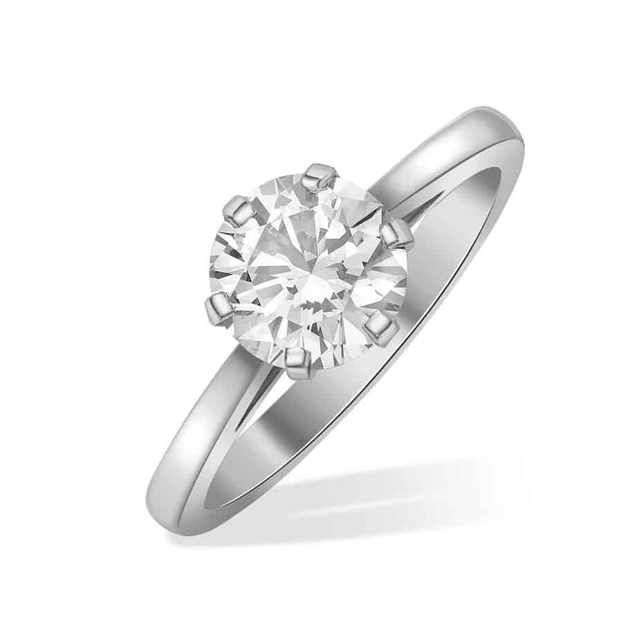 Round brilliant cut diamond single stone ring