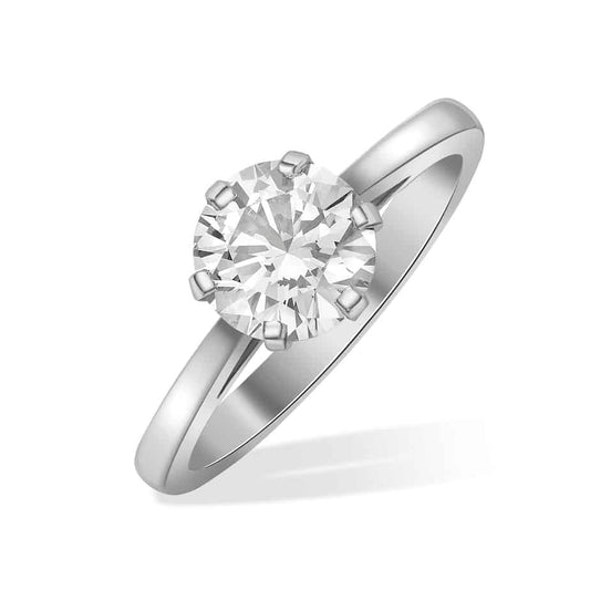 Round brilliant cut diamond single stone ring