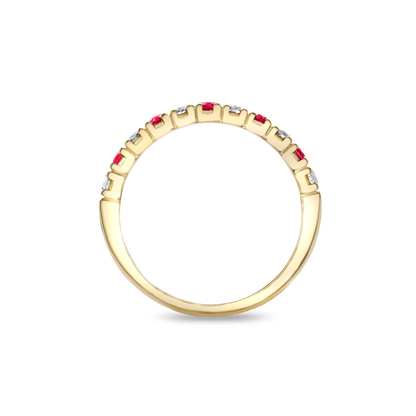 Ruby and diamond small castle eternity ring