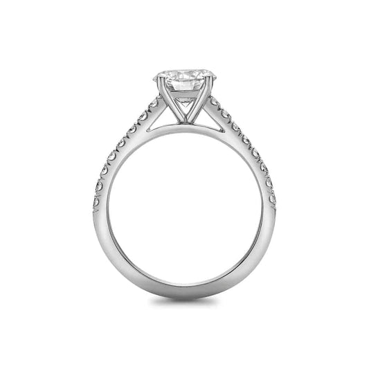 Diamond single stine ring with microset shoulders