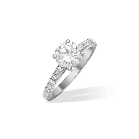 Diamond single stine ring with microset shoulders