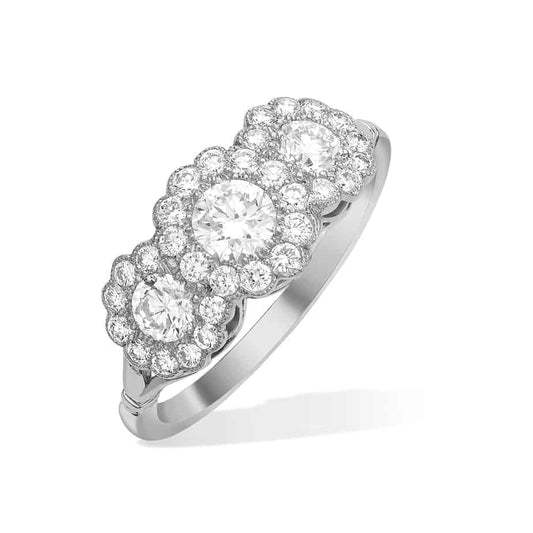 Small round brilliant cut diamond triple cluster