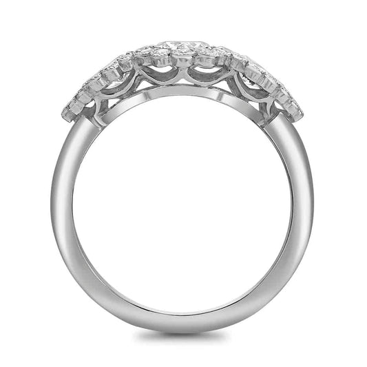 Small oval and drop diamond triple cluster
