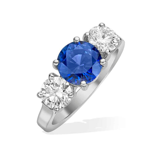 Sapphire and diamond 3 stone ring