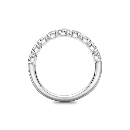 Rubover set diamond half eternity ring in platinum, side view
