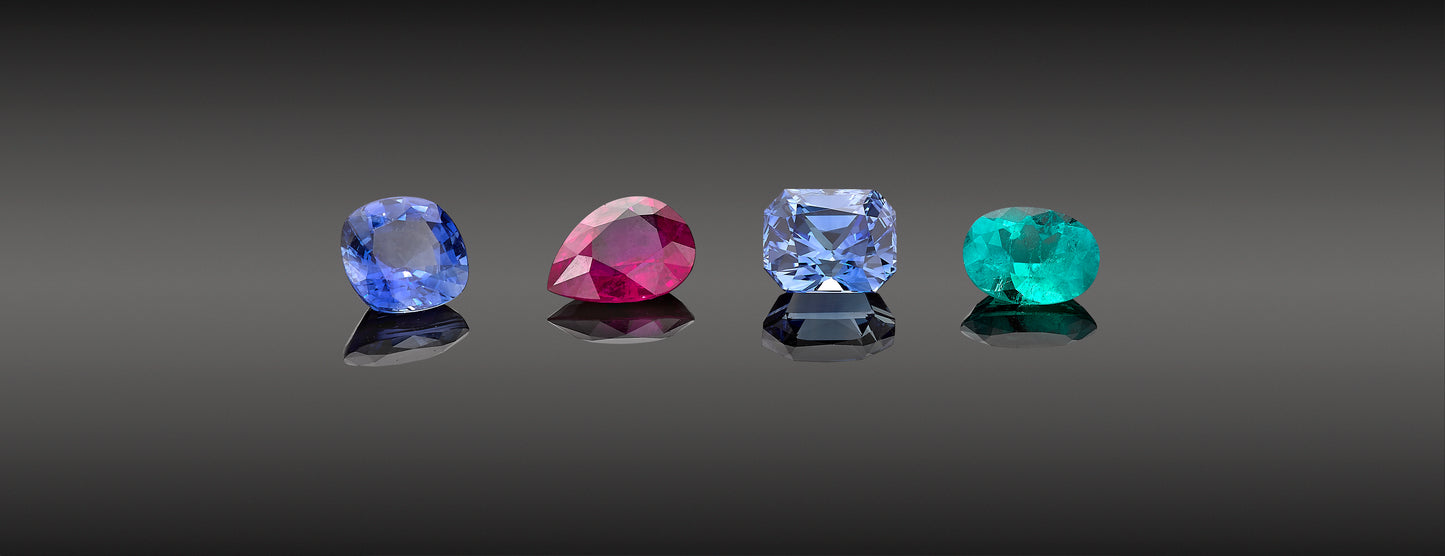 Selection of coloured gemstones