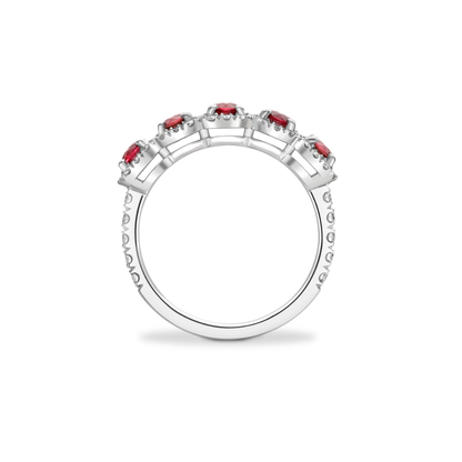 ruby halo half eternity ring