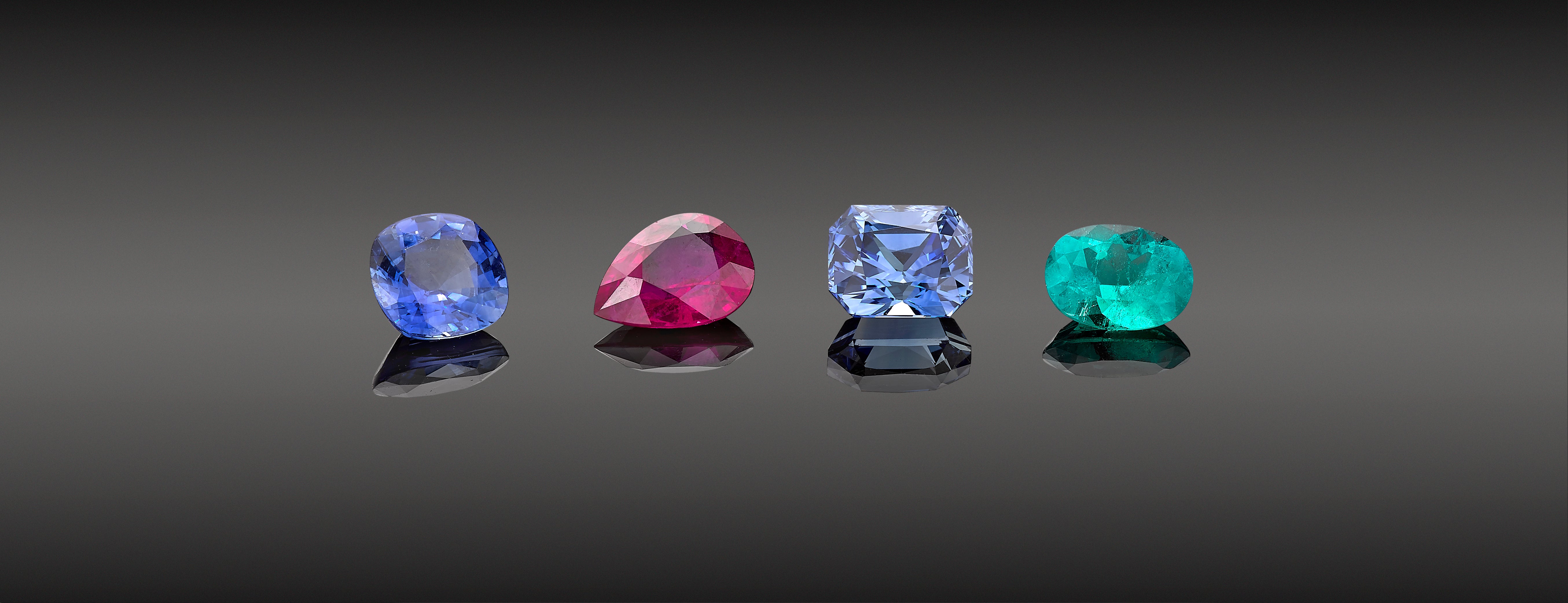 Selection of four coloured gemstones